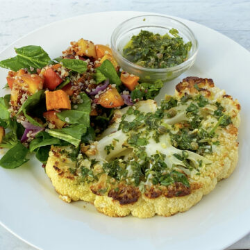 Roasted Cauliflower Steak in Salsa Verde - Lilian's Table